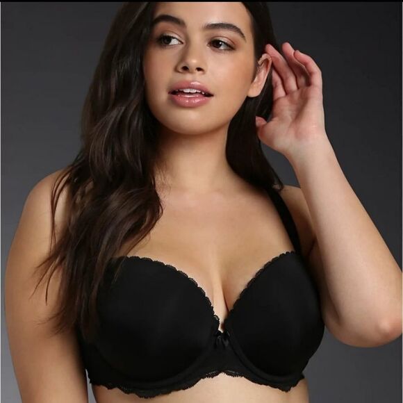 TORRID Smooth Cup Push Up Demi Bra Plus Size Women's 44C Black - Picture 1 of 11